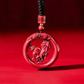 Natural Cinnabar Horse Coin Pendant - 2026 Feng Shui Wealth - Spiritual Pet Accessory & Crystal Jewelry | Joypaws