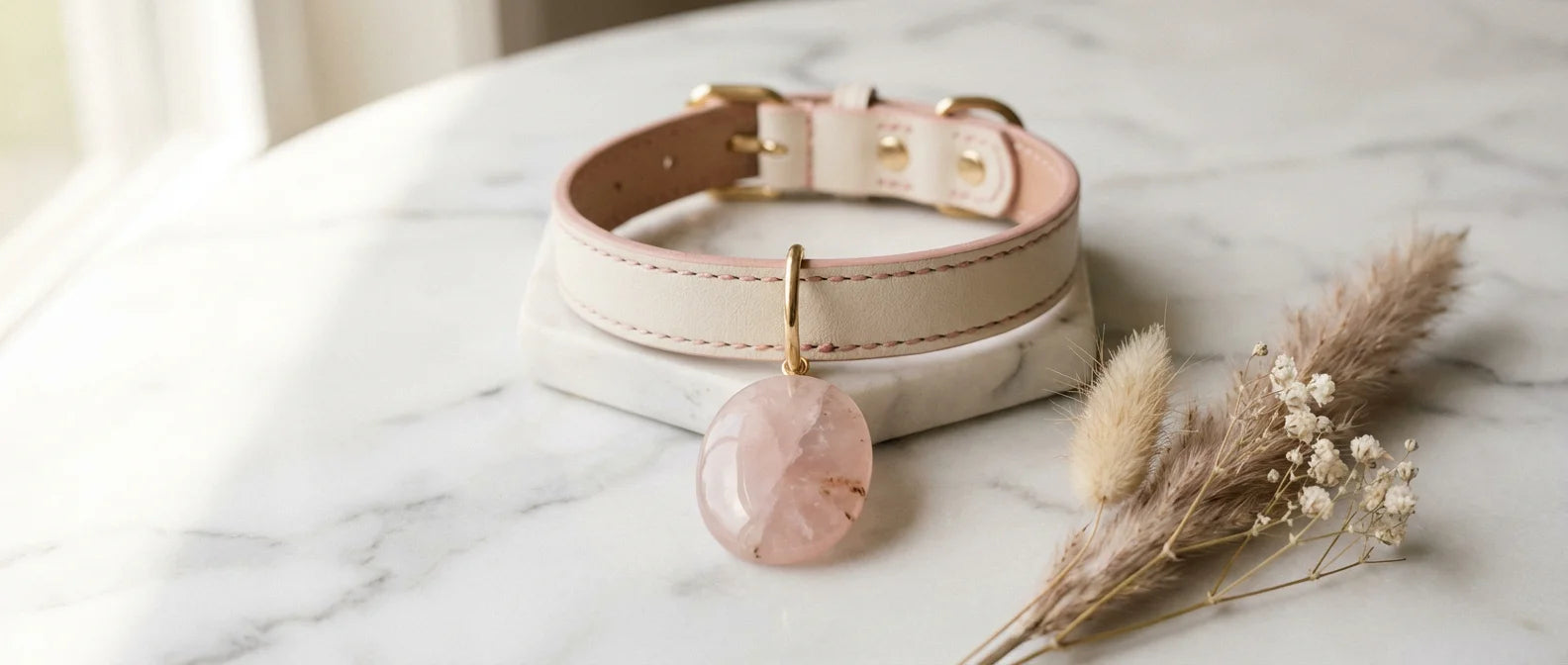 Joypaws Hero Banner - Crystal pet collar on marble